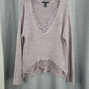 Forever 21 Mauve V-Neck Sweater with Lace